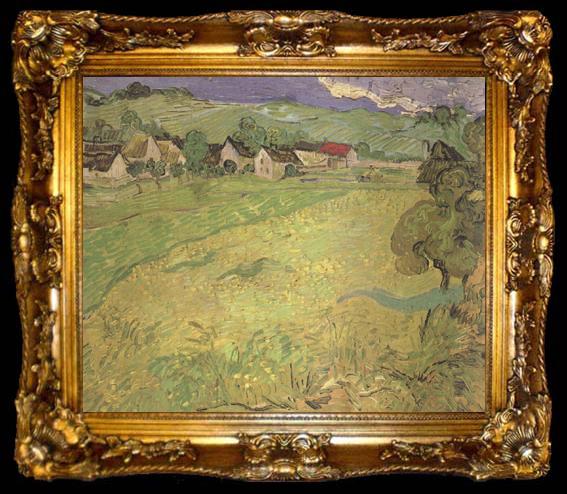 framed  Vincent Van Gogh View of Vesseots near Auvers (nn04), ta009-2